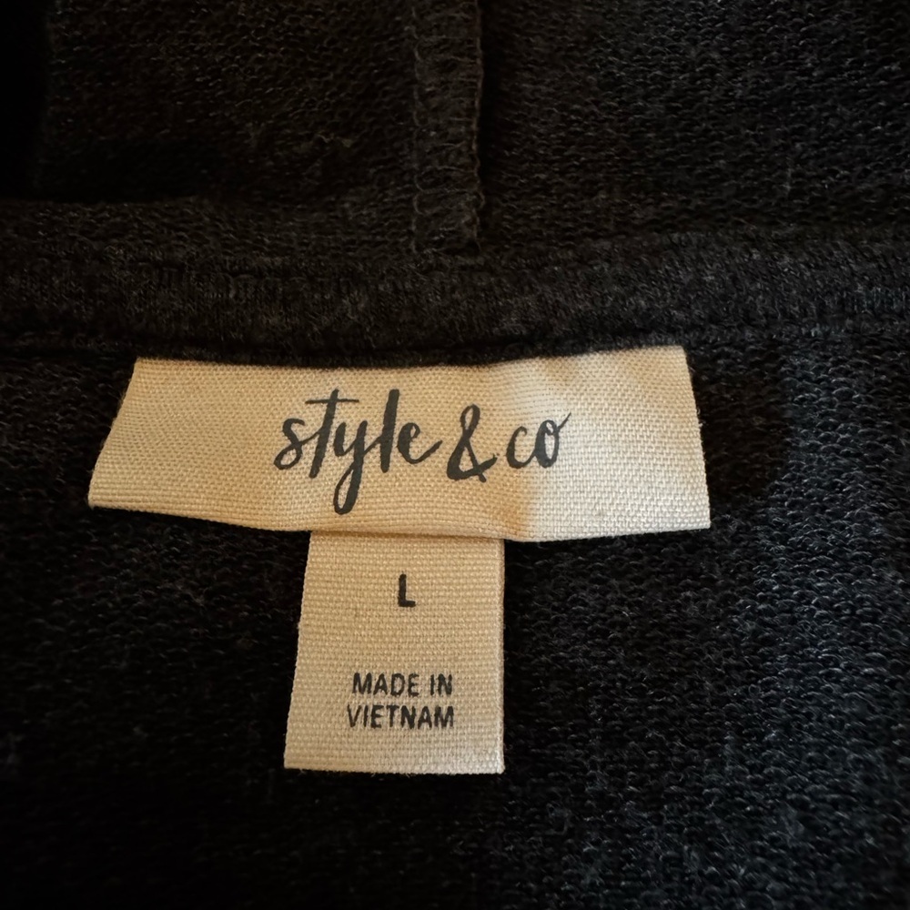 Style & Co. Charcoal V-Neck Hoodie - Picture 6 of 6